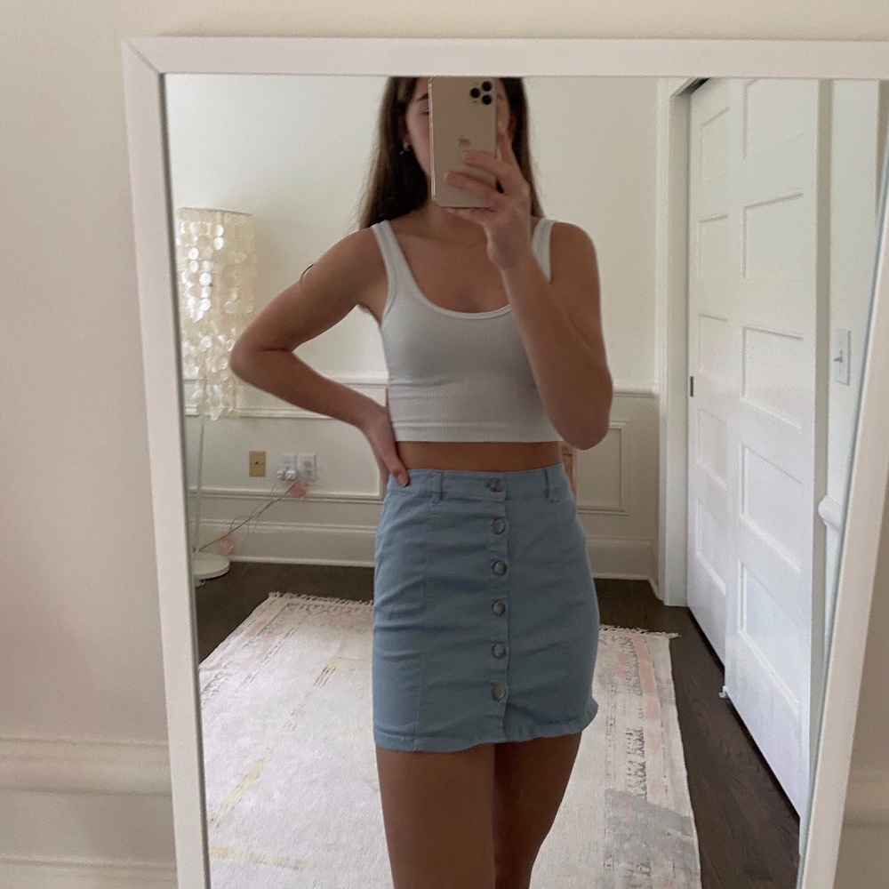 Blue button up skirt